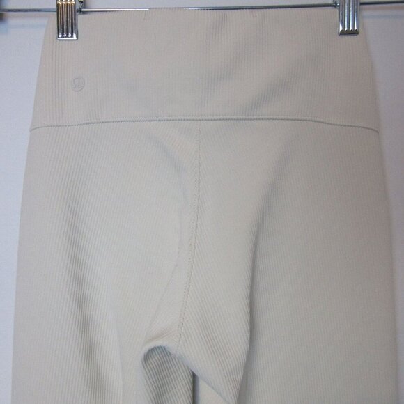 Lululemon Brushed Softstreme Ribbed Zip Flared Pant Bone White Women's 0 - Picture 7 of 8